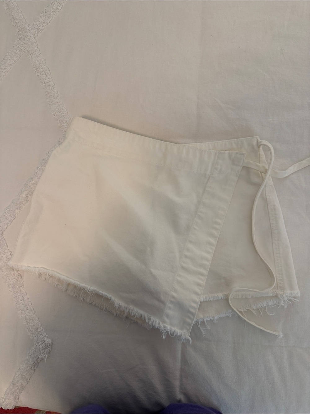 Free People Cream Wrap-Style Frayed Hem Skort